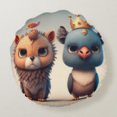 かわいい二人の野生動物の友達 ラウンドクッション (裏面)