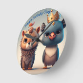 かわいい二人の野生動物の友達 ラウンド壁時計 (傾斜)