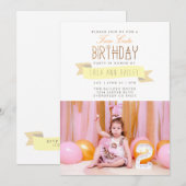かわいい二人 |第2バースデーパーティーの写真 招待状 (正面/裏面)