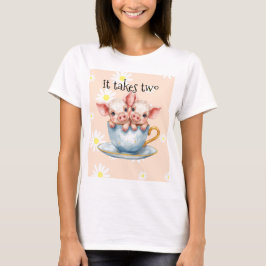 かわいい二匹のティーカップ・ピッグレット Tシャツ