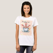かわいい二匹のティーカップ・ピッグレット Tシャツ (正面フル)