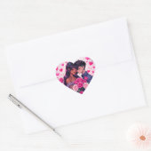 かわいい二民族アニメバレンタインデー ハートシール (封筒)