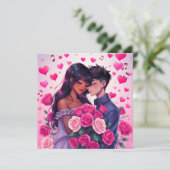 かわいい二民族アニメパーソナライズされたバレンタインデー カード (スタンド正面)