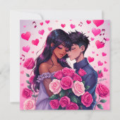 かわいい二民族アニメパーソナライズされたバレンタインデー カード (正面)