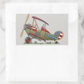 かわいい二面飛行機 長方形シール (バッグ)