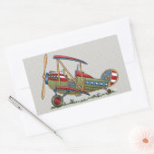 かわいい二面飛行機 長方形シール (封筒)