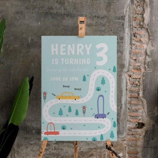 かわいい交通カードテーマボーイ誕生日 ポスター