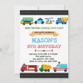 かわいい交通パーティーの招待状 招待状 (正面)