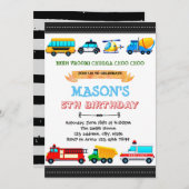 かわいい交通パーティーの招待状 招待状 (正面/裏面)