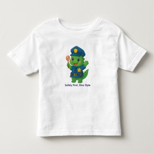 かわいい交通警察恐竜 – 恐竜の仕事 トドラーTシャツ (正面)