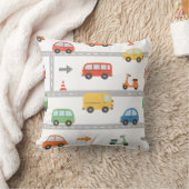 かわいい交通道路車両パターン子供 クッション (ブランケット)