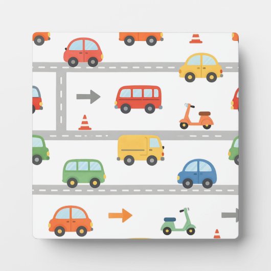 かわいい交通道路車両パターン子供 フォトプラーク (正面)