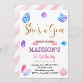 かわいい人が宝石のテーマパーティーの招待状を見せる 招待状 (正面/裏面)