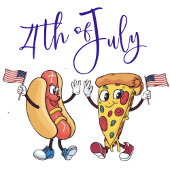 かわいい人型ホットドッグとピザの4日7月BBQ 招待状