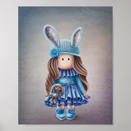 かわいい人形のイラスト ポスター (正面)