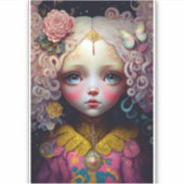 かわいい人形の少女ピンクの髪 シール (正面)