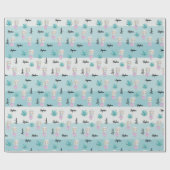 かわいい人形の水彩手絵を描モノグラムの ラッピングペーパー (フラット)