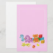 かわいい人形（ピンク） 便箋 (正面/裏面)