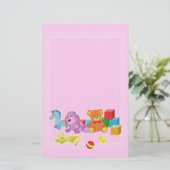 かわいい人形（ピンク） 便箋 (スタンド正面)