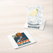 かわいい人狼ハッピーハローウィン!芸術をトリックまたは扱う スクエアペーパーコースター (インサイチュ)