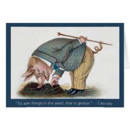 かわいい人間の形をしたブタ-ヴィンテージの芸術カード