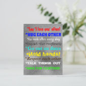 かわいい人間関係アドバイスカラフル引用文 ポストカード (スタンド正面)