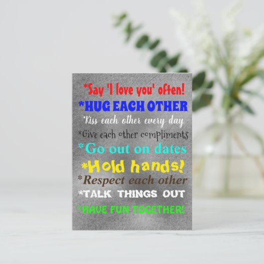 かわいい人間関係アドバイスカラフル引用文 ポストカード (スタンド正面)