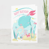 かわいい人魚が海の中でダイビング カード (正面)