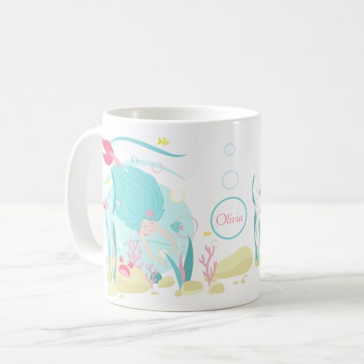 かわいい人魚が海の中でダイビング コーヒーマグカップ (正面左)