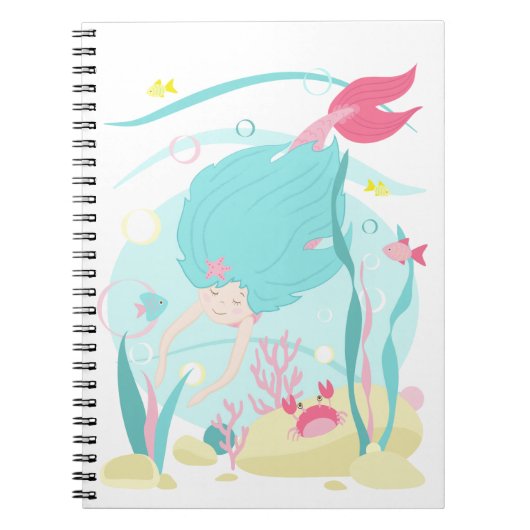 かわいい人魚が海の中でダイビング ノートブック (正面)