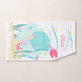 かわいい人魚が海の中でダイビング バスタオルセット (ハンドタオル)