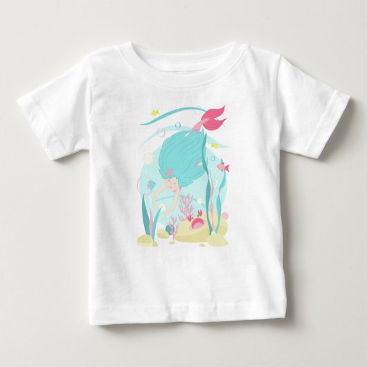 かわいい人魚が海の中でダイビング ベビーTシャツ (正面)