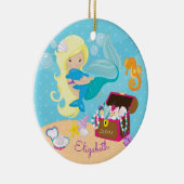 かわいい人魚とイルカのクリスマスオーナメント セラミックオーナメント (右)