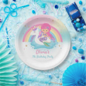 かわいい人魚とユニコーンプール誕生日パーティー ペーパープレート (パーティー)