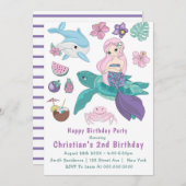 かわいい人魚と友達2nd誕生日招待状 (正面/裏面)