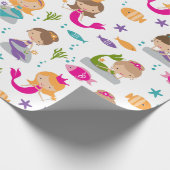 かわいい人魚と海中の魚 ラッピングペーパー (角)