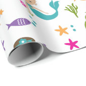 かわいい人魚と海中の魚 ラッピングペーパー (ロールコーナー)