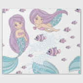 かわいい人魚と海洋生物生き物 ラッピングペーパー (フラット)