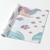 かわいい人魚と海洋生物生き物 ラッピングペーパー (アンロールド)