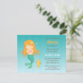 かわいい人魚と海馬の女の子の誕生日パーティー 招待状 (スタンド正面)