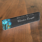 かわいい人魚と遊んでいるおもしろいなイルカ デスクネームプレート (側面)