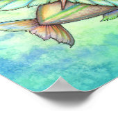 かわいい人魚と魚のファンタジーアート絵画 ポスター (角)