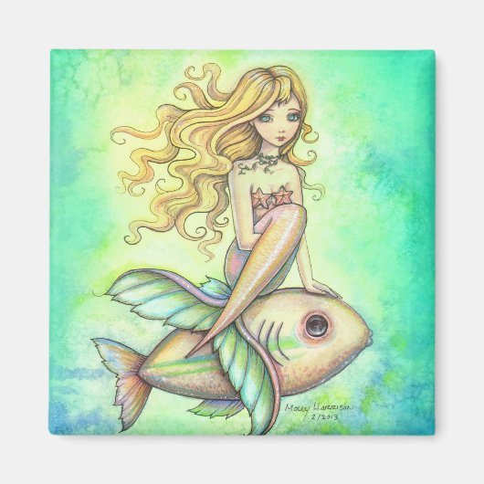 かわいい人魚と魚のマグネット マグネット (正面)