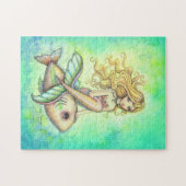 かわいい人魚と魚の幻想的なアート ジグソーパズル (横)