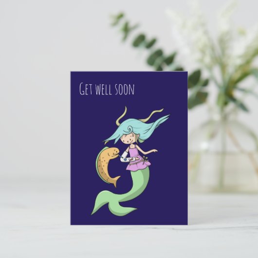 かわいい人魚のアクシデント 早く回復してね ポストカード (スタンド正面)