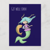 かわいい人魚のアクシデント 早く回復してね ポストカード (正面)