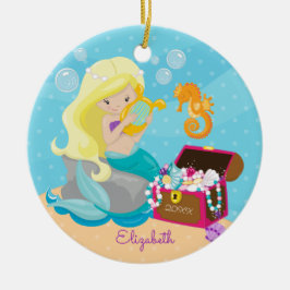 かわいい人魚のオーダーメイドクリスマスオーナメント セラミックオーナメント