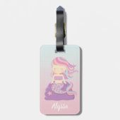 かわいい人魚のグラデーション少女の名前ラゲッジタグ ラゲッジタグ (裏面縦)