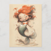 かわいい人魚のスケッチ・アート ポストカード (正面)