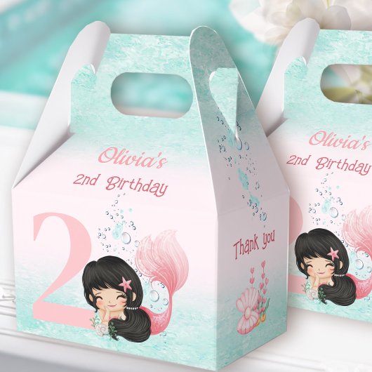 かわいい人魚のダークヘアピンク小さな切り妻 フェイバーボックス